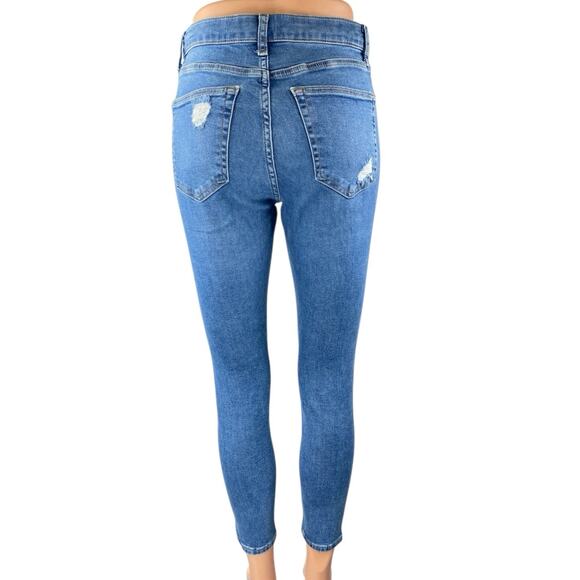 Topshop Jamie Womens Blue Distressed High Rise Cropped Skinny Denim Jeans Sz 28 - Picture 3 of 5